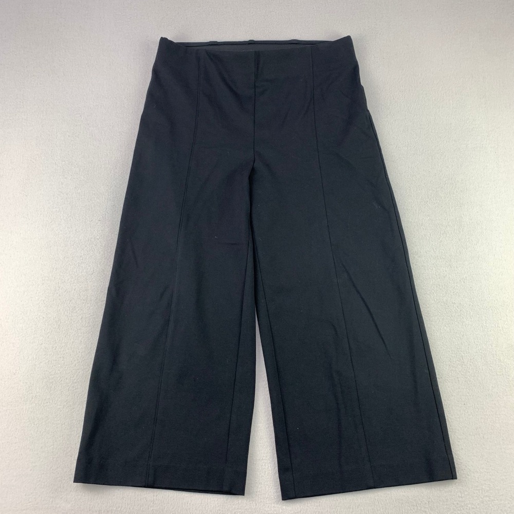 Chico's Fabulously Slimming Crop Pants Womens 1 M/L Black Wide Leg Pull On